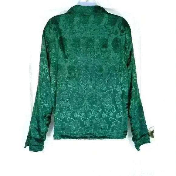Coldwater Creek reversible shirt shacket jacket Medium brocade embellished green - Picture 4 of 12